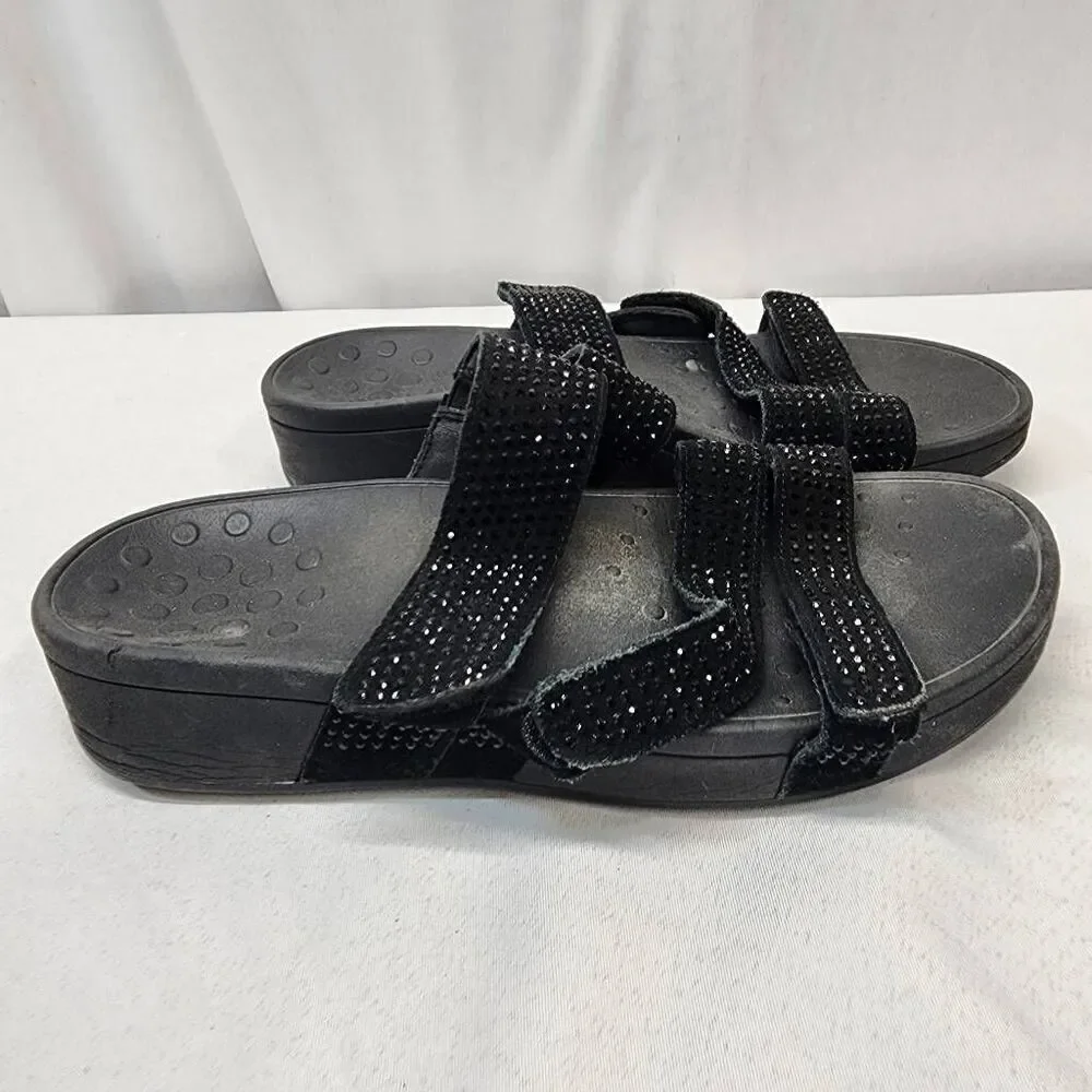 Vionic Women's 11 Pacific Alexis Suede Embellished Wedge Sandals Slides